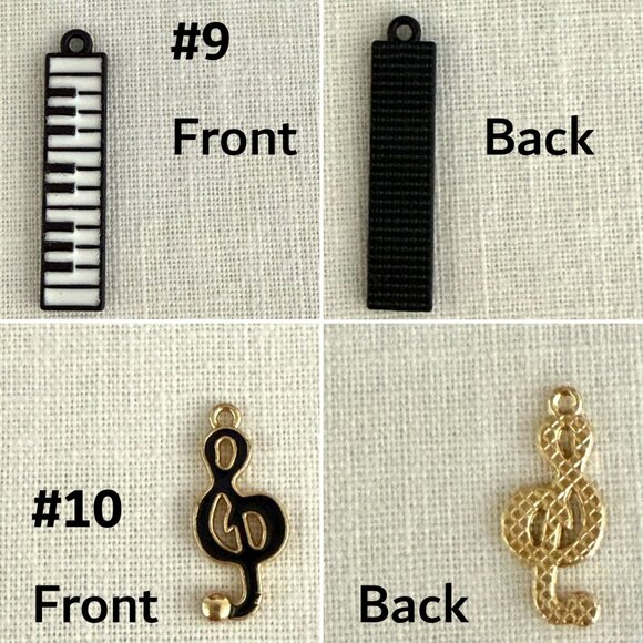 Music Themed Charms Set Of 7 Assorted Colors Treble Clef Piano Violin Mic Crafts - Picture 5 of 9